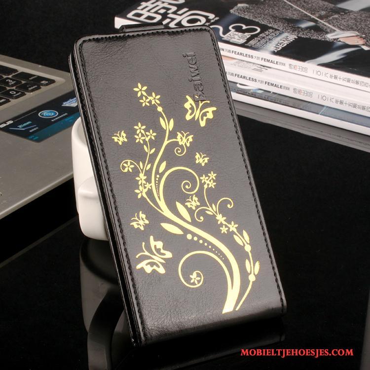 Sony Xperia X Compact Hoesje Diepe Kleur Bescherming Purper Goud Leren Etui Patroon Mobiele Telefoon