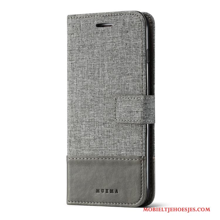 Sony Xperia X Denim Hoesje Telefoon Grijs Anti-fall Patroon Leren Etui Kaart