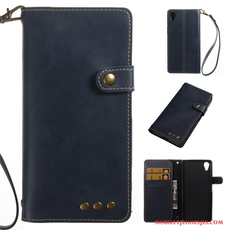 Sony Xperia X Leren Etui Bescherming Vintage Folio Zacht Hoes Hoesje Telefoon