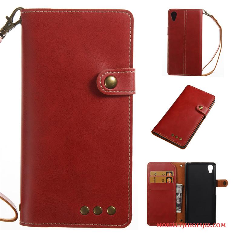 Sony Xperia X Leren Etui Bescherming Vintage Folio Zacht Hoes Hoesje Telefoon