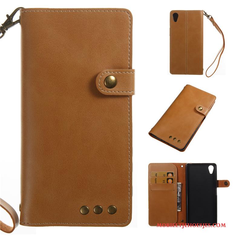 Sony Xperia X Leren Etui Bescherming Vintage Folio Zacht Hoes Hoesje Telefoon