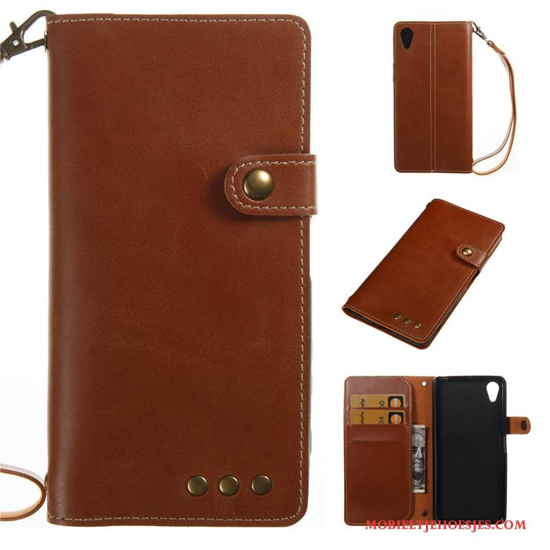 Sony Xperia X Leren Etui Bescherming Vintage Folio Zacht Hoes Hoesje Telefoon