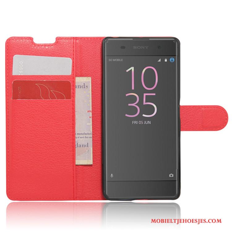 Sony Xperia Xa Mobiele Telefoon Kaart Hoes Hoesje Bescherming Leren Etui Rood