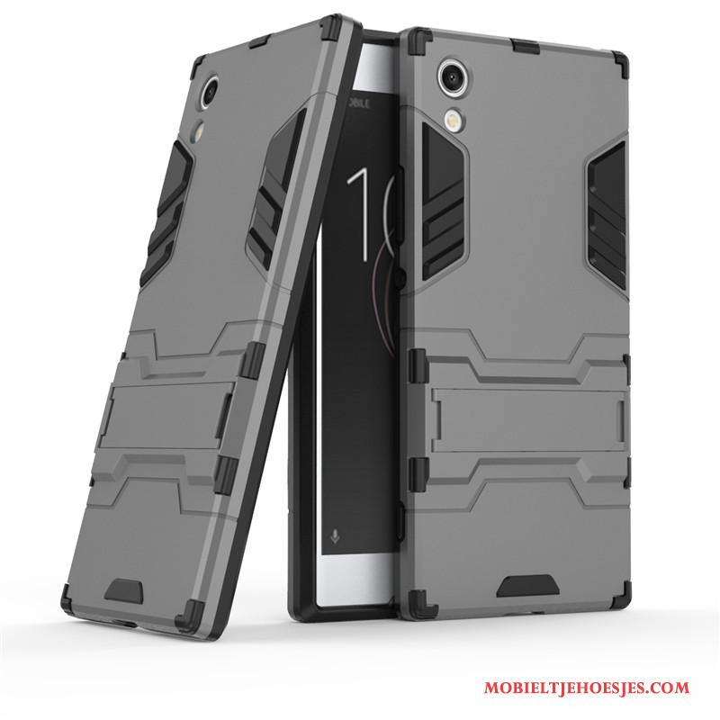 Sony Xperia Xa1 Bescherming Mobiele Telefoon Hoes Zilver Hoesje Anti-fall Ondersteuning