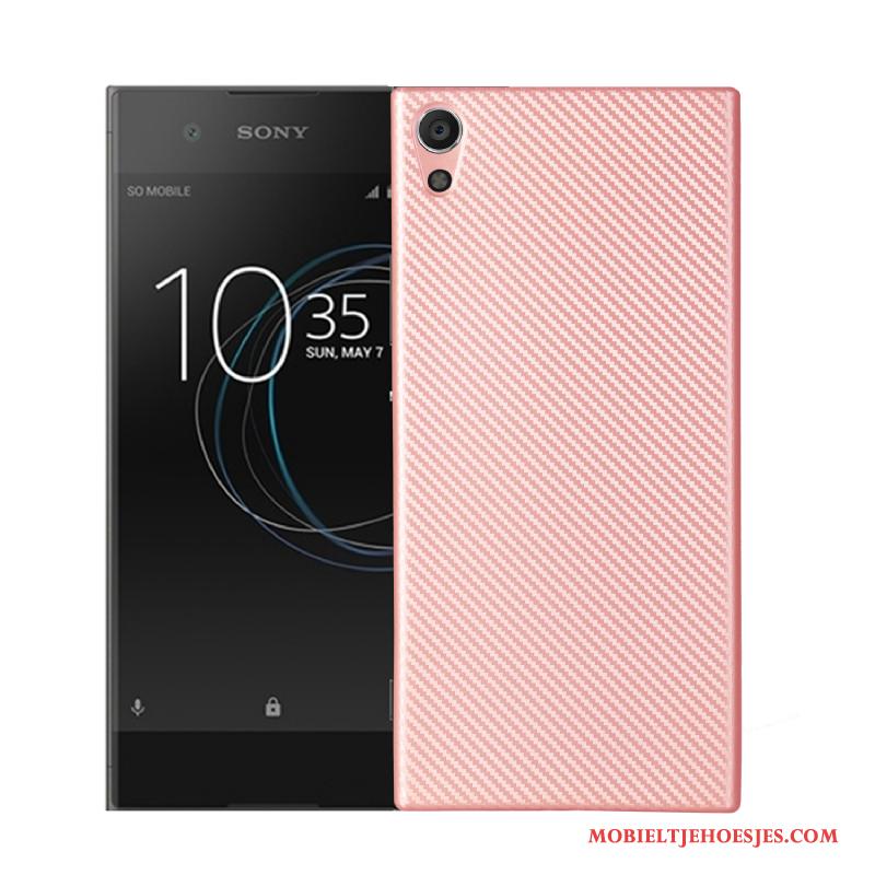 Sony Xperia Xa1 Fiber Roze Hoesje Bescherming Zacht Telefoon