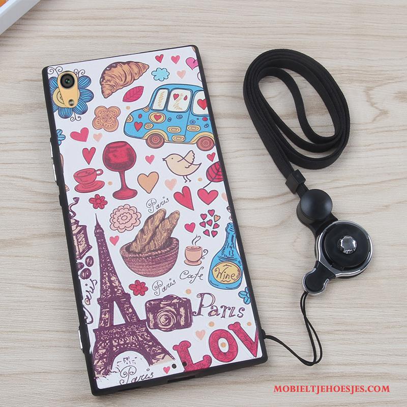 Sony Xperia Xa1 Hanger Roze Bescherming Anti-fall Siliconen Hoes Hoesje Telefoon