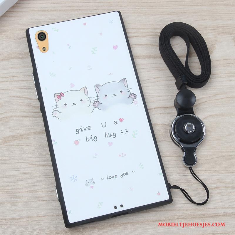 Sony Xperia Xa1 Hanger Roze Bescherming Anti-fall Siliconen Hoes Hoesje Telefoon