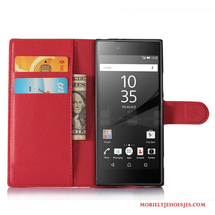 Sony Xperia Xa1 Hoesje Leren Etui Portemonnee Folio Diepe Kleur Telefoon Bescherming