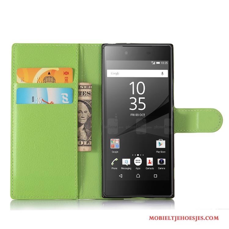 Sony Xperia Xa1 Hoesje Leren Etui Portemonnee Folio Diepe Kleur Telefoon Bescherming