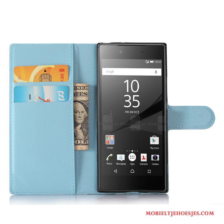 Sony Xperia Xa1 Hoesje Leren Etui Portemonnee Folio Diepe Kleur Telefoon Bescherming