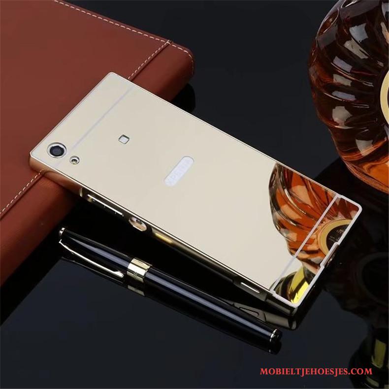 Sony Xperia Xa1 Hoesje Telefoon Bescherming Achterklep Omlijsting Spiegel Rose Goud