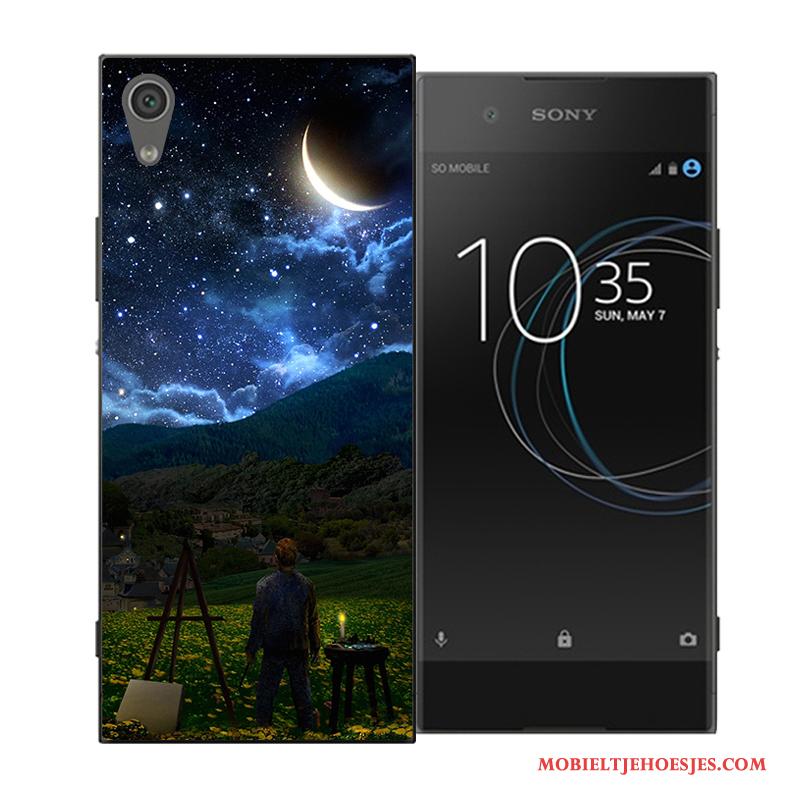 Sony Xperia Xa1 Hoesje Telefoon Spotprent Anti-fall Bescherming Zwart Hard Persoonlijk