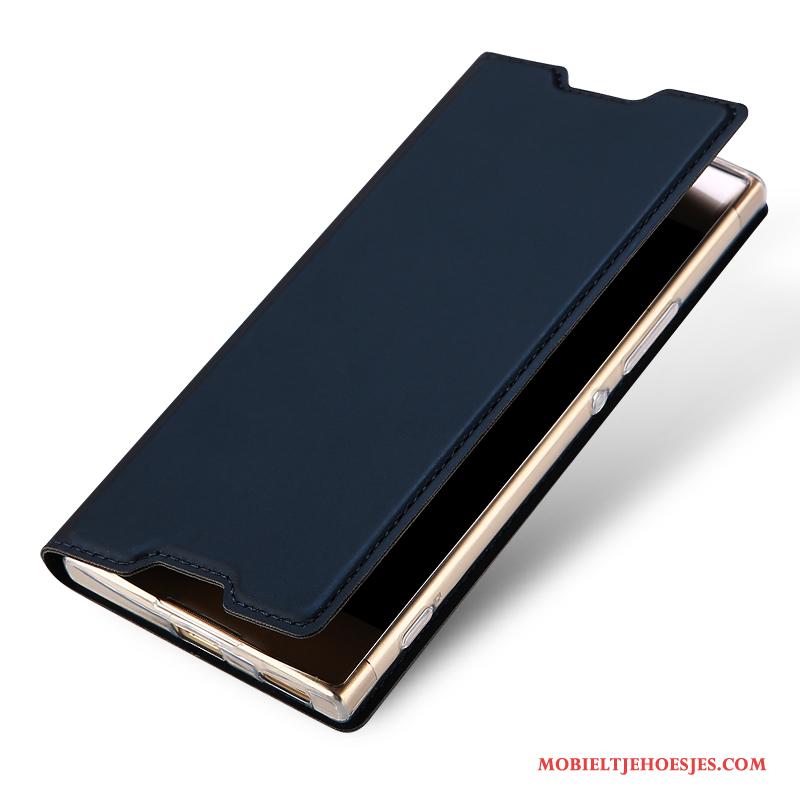 Sony Xperia Xa1 Lichte En Dun Bedrijf Leren Etui Mobiele Telefoon Rose Goud Hoesje Telefoon Bescherming