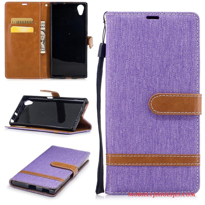 Sony Xperia Xa1 Plus Bescherming Anti-fall Hoesje Telefoon Purper Hemming Siliconen Folio