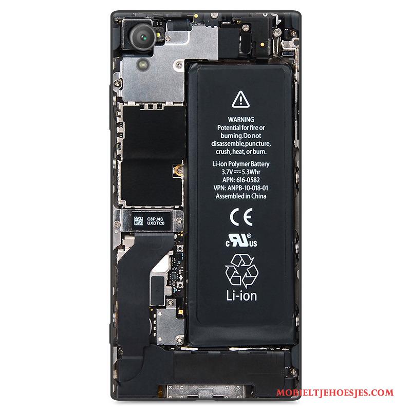 Sony Xperia Xa1 Plus Siliconen Anti-fall Zwart Hoesje Telefoon Bescherming Geel Scheppend