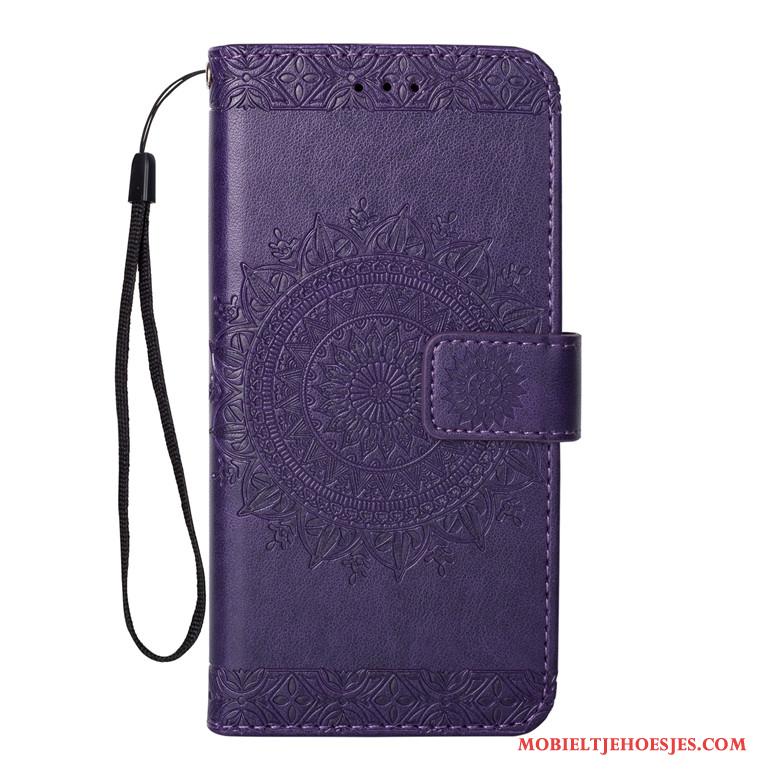 Sony Xperia Xa1 Ultra Hoesje Anti-fall Folio Portemonnee Zacht Leren Etui Blauw All Inclusive