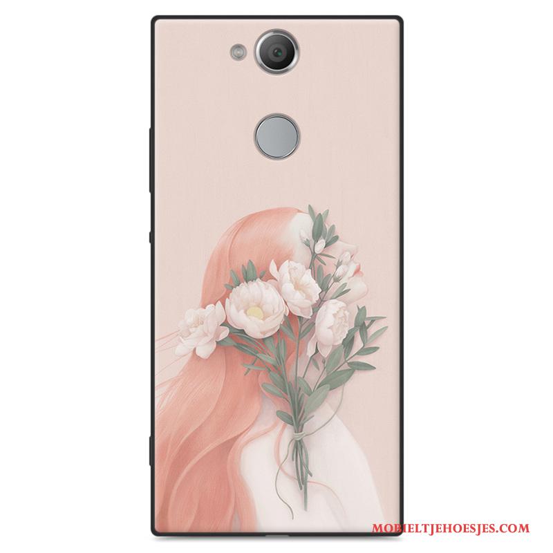 Sony Xperia Xa2 Bescherming All Inclusive Schrobben Hoesje Zacht Groen Kunst