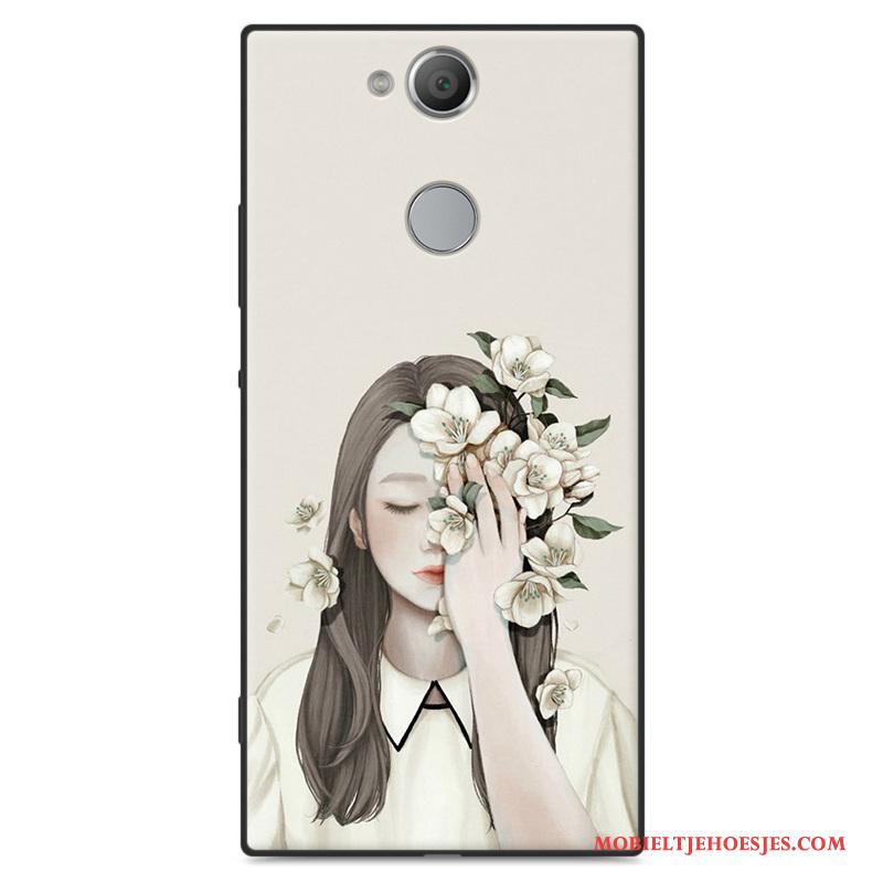 Sony Xperia Xa2 Bescherming All Inclusive Schrobben Hoesje Zacht Groen Kunst