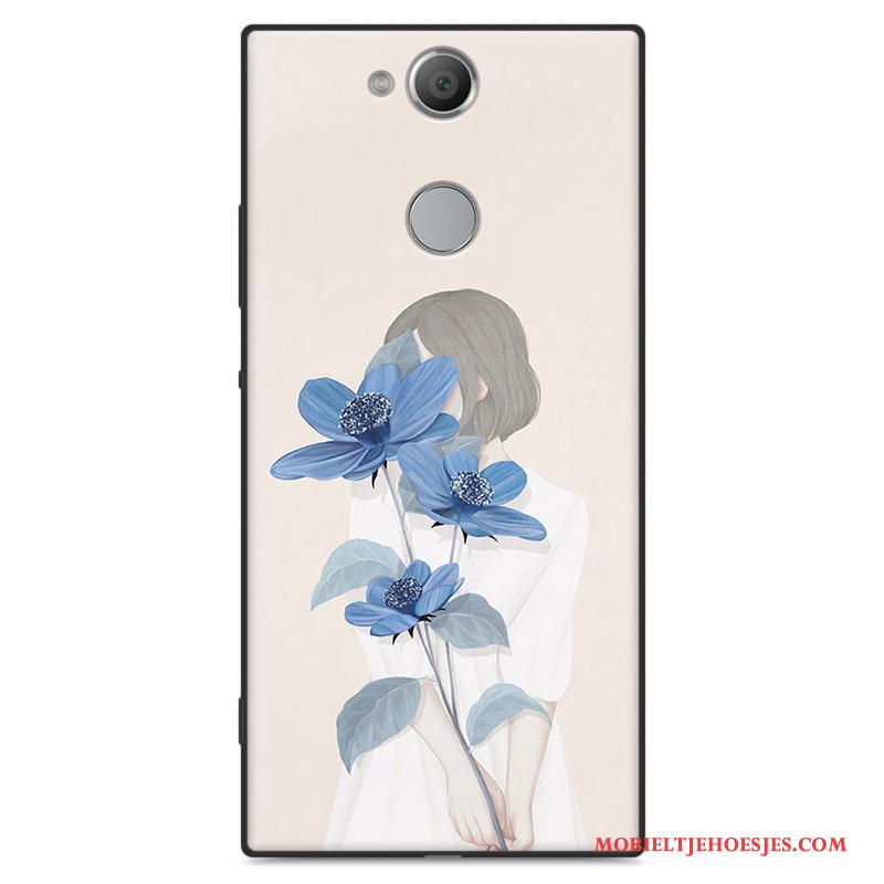 Sony Xperia Xa2 Bescherming All Inclusive Schrobben Hoesje Zacht Groen Kunst