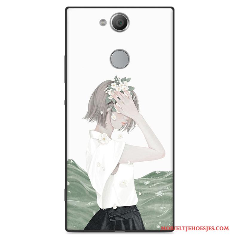 Sony Xperia Xa2 Bescherming All Inclusive Schrobben Hoesje Zacht Groen Kunst