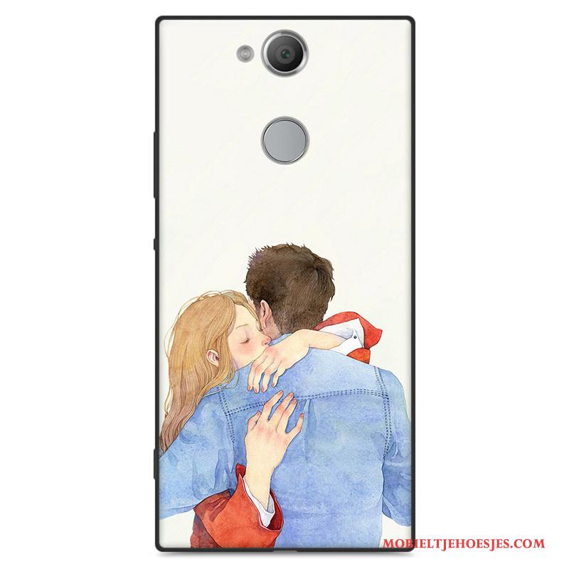 Sony Xperia Xa2 Bescherming All Inclusive Schrobben Hoesje Zacht Groen Kunst