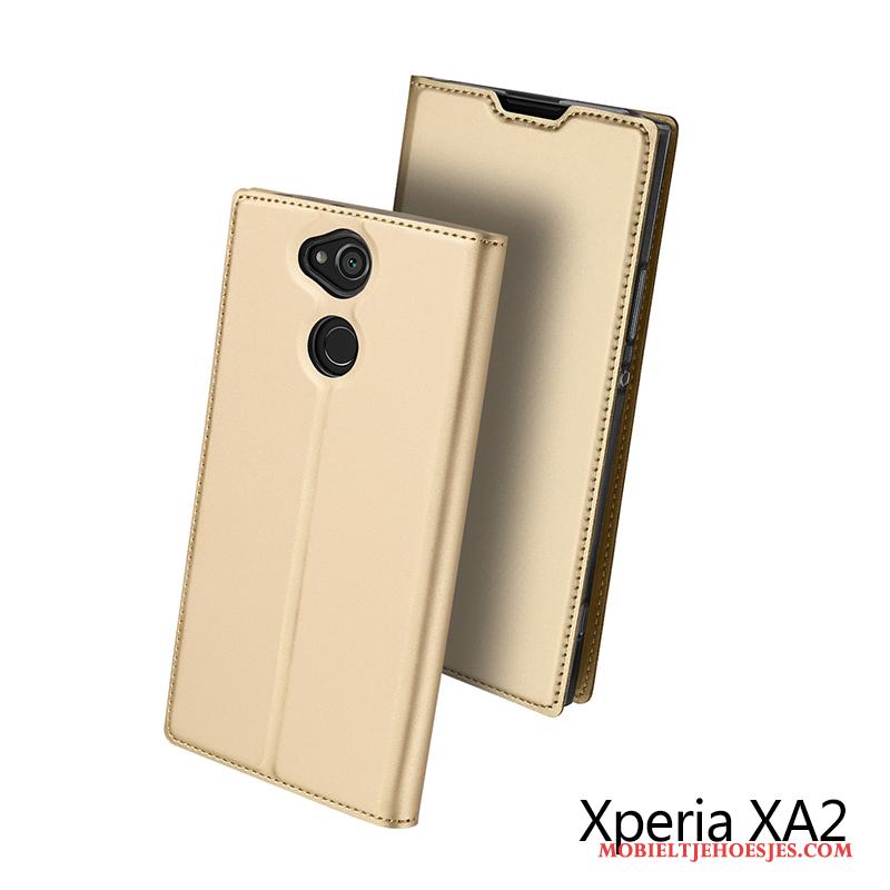 Sony Xperia Xa2 Hoesje Rose Goud All Inclusive Mobiele Telefoon Kaart Leren Etui Bescherming