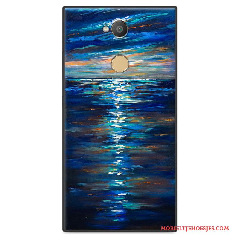 Sony Xperia Xa2 Ultra Hoes Spotprent Hoesje Telefoon Zacht Blauw Bescherming Mooie