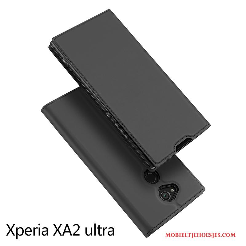 Sony Xperia Xa2 Ultra Hoesje All Inclusive Goud Mobiele Telefoon Anti-fall Bescherming Kaart Leren Etui