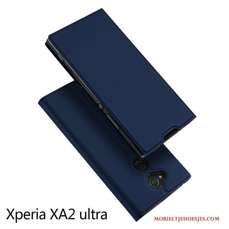 Sony Xperia Xa2 Ultra Hoesje All Inclusive Goud Mobiele Telefoon Anti-fall Bescherming Kaart Leren Etui