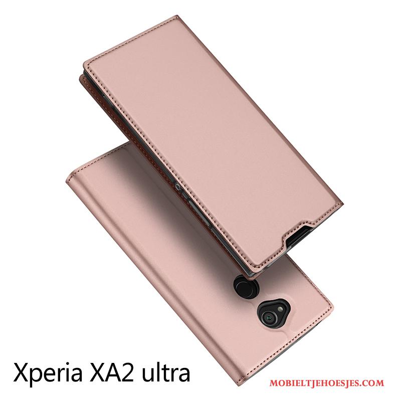 Sony Xperia Xa2 Ultra Hoesje All Inclusive Goud Mobiele Telefoon Anti-fall Bescherming Kaart Leren Etui