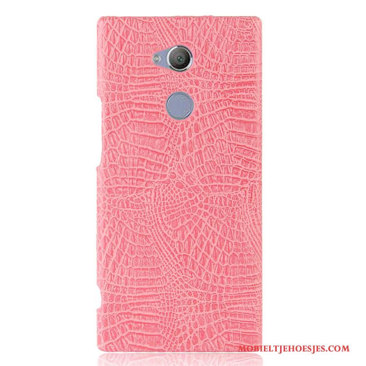 Sony Xperia Xa2 Ultra Hoesje Telefoon Vintage Krokodillenleer Bescherming Lichtblauw Hard