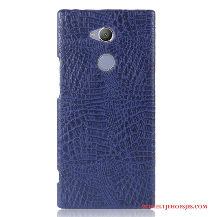Sony Xperia Xa2 Ultra Hoesje Telefoon Vintage Krokodillenleer Bescherming Lichtblauw Hard