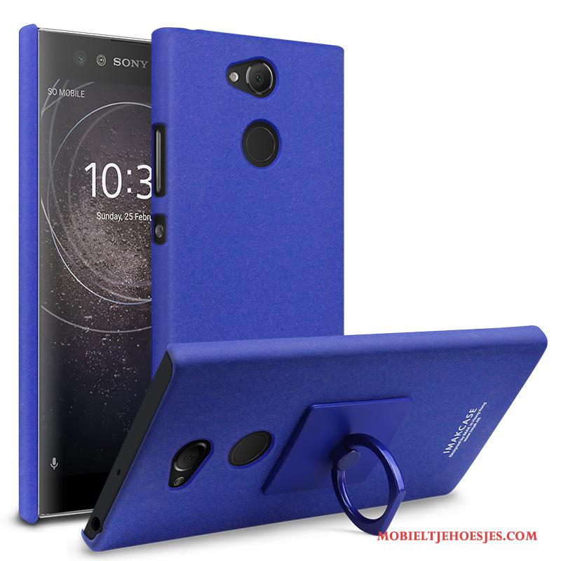 Sony Xperia Xa2 Ultra Ring Anti-fall Hard Hoesje Telefoon Blauw Bescherming