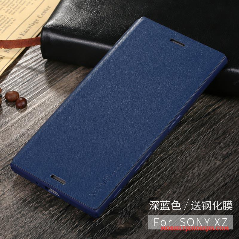 Sony Xperia Xz Anti-fall Leren Etui Zacht Clamshell Bescherming Hoesje Telefoon Rood