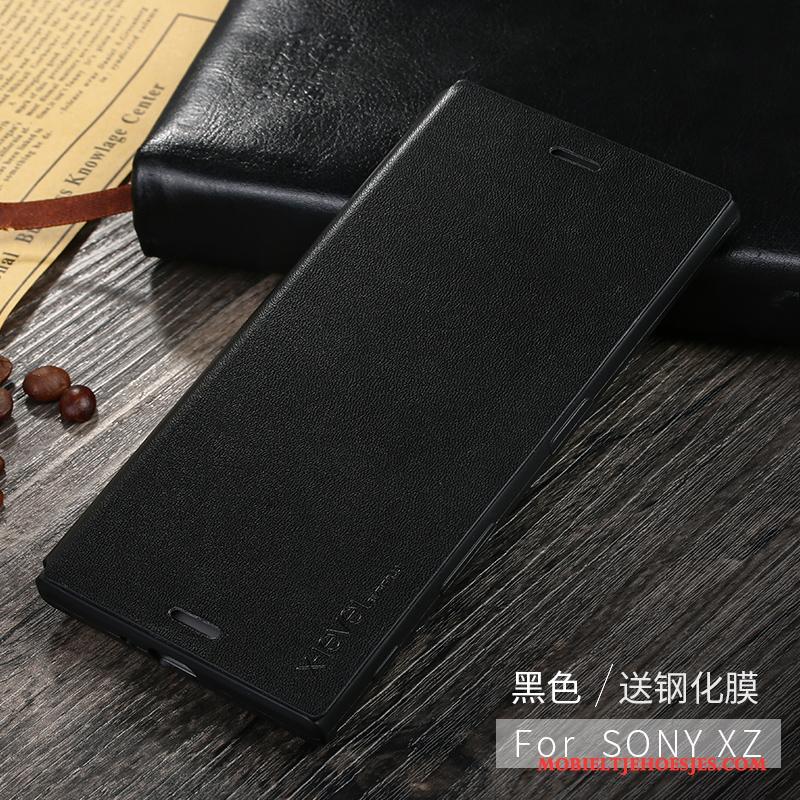 Sony Xperia Xz Anti-fall Leren Etui Zacht Clamshell Bescherming Hoesje Telefoon Rood