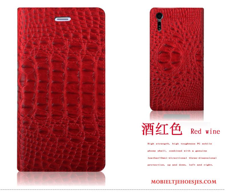 Sony Xperia Xz Krokodillenleer Rood Bescherming Hoes Leren Etui Anti-fall Hoesje Telefoon