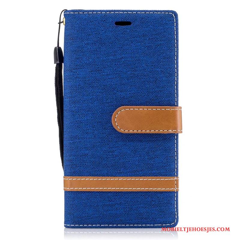 Sony Xperia Xz Mobiele Telefoon Folio Rood Hoes Hoesje Denim Bescherming