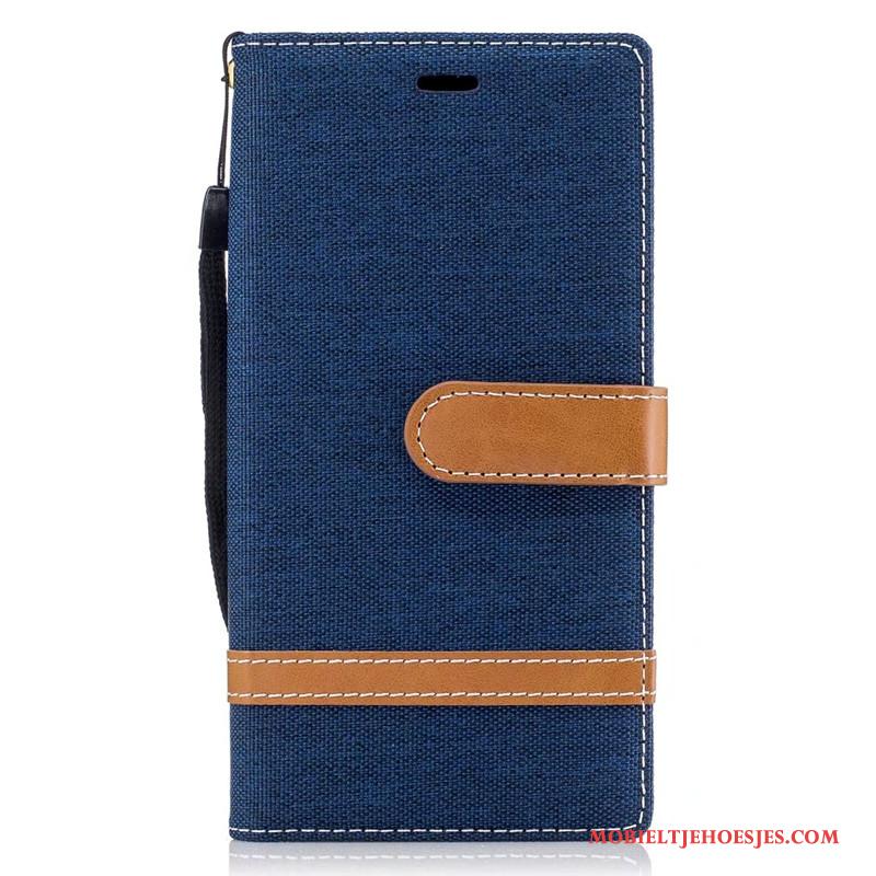 Sony Xperia Xz Mobiele Telefoon Folio Rood Hoes Hoesje Denim Bescherming