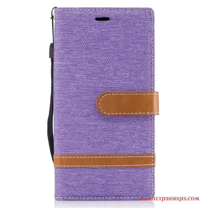 Sony Xperia Xz Mobiele Telefoon Folio Rood Hoes Hoesje Denim Bescherming