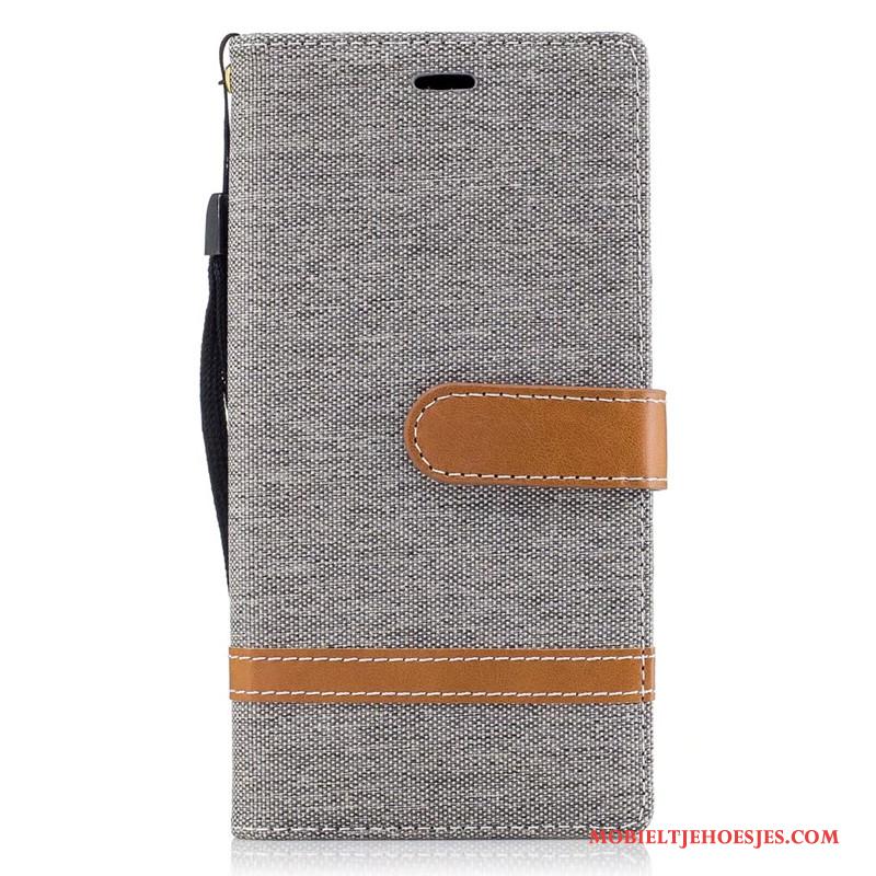 Sony Xperia Xz Mobiele Telefoon Folio Rood Hoes Hoesje Denim Bescherming