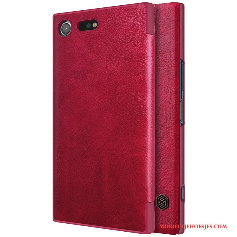 Sony Xperia Xz Premium Hoesje Folio Goud Hoes Wit Anti-fall Bescherming Leren Etui