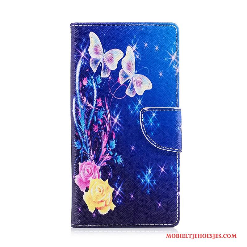 Sony Xperia Xz Premium Hoesje Leren Etui Bescherming Folio Geschilderd Hoes Bloemen Kleur