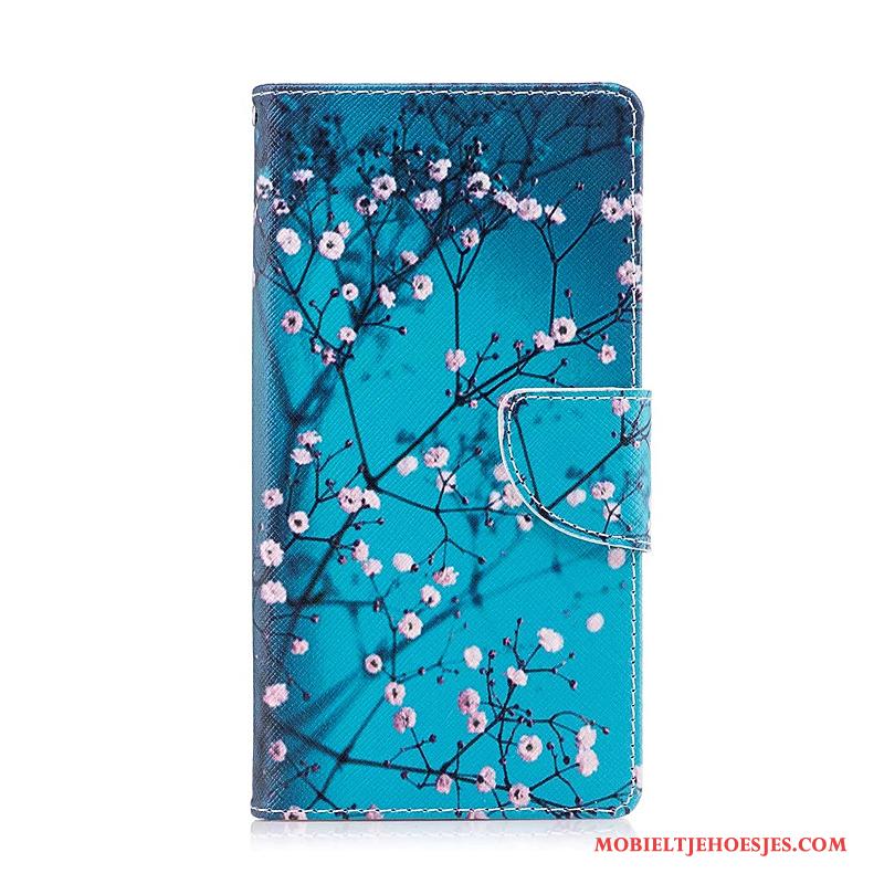 Sony Xperia Xz Premium Hoesje Leren Etui Bescherming Folio Geschilderd Hoes Bloemen Kleur