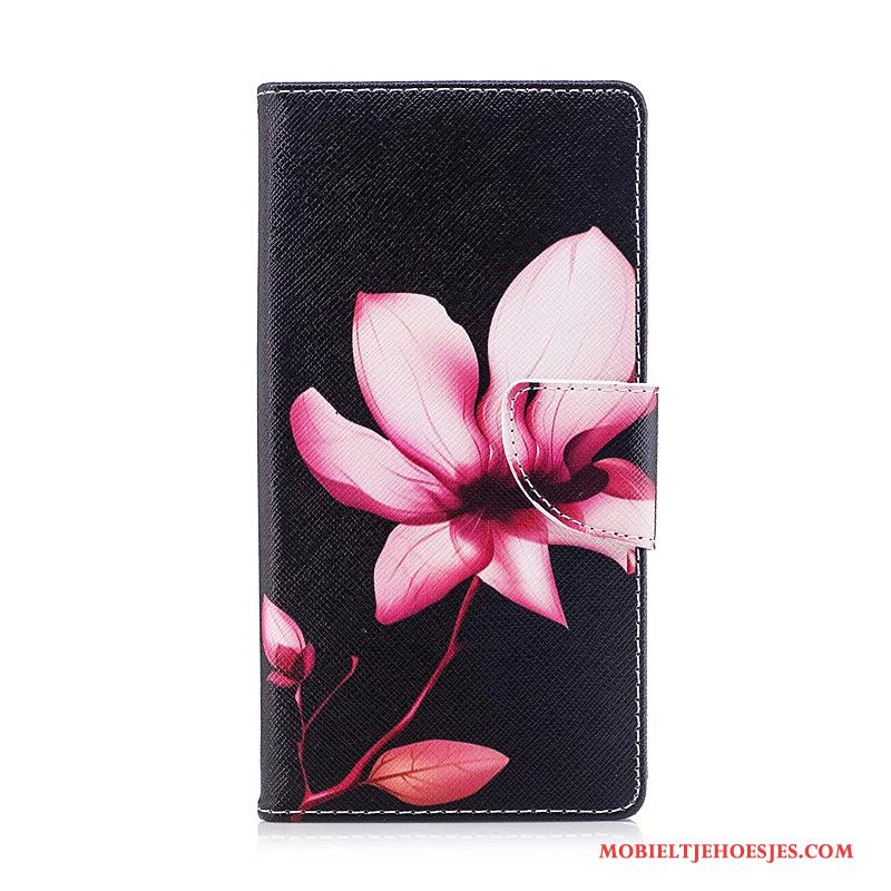 Sony Xperia Xz Premium Hoesje Leren Etui Bescherming Folio Geschilderd Hoes Bloemen Kleur