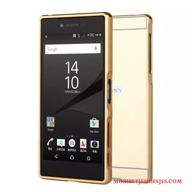 Sony Xperia Xz Premium Metaal Rose Goud Hoes Achterklep Omlijsting Anti-fall Hoesje Telefoon