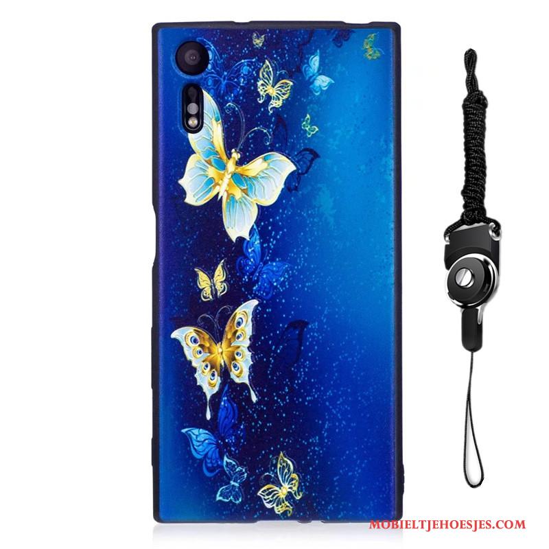 Sony Xperia Xz Zacht Bescherming Geschilderd Hoesje Telefoon Trend Blauw Spotprent