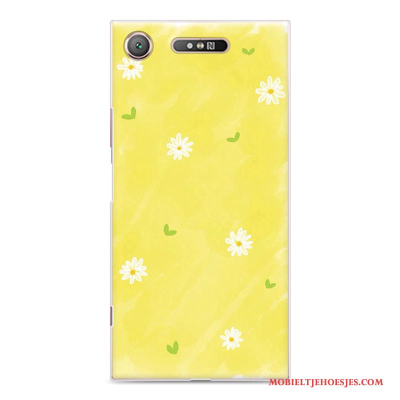 Sony Xperia Xz1 Bloemen Hoes Vintage Hoesje Telefoon Scheppend Bescherming Anti-fall