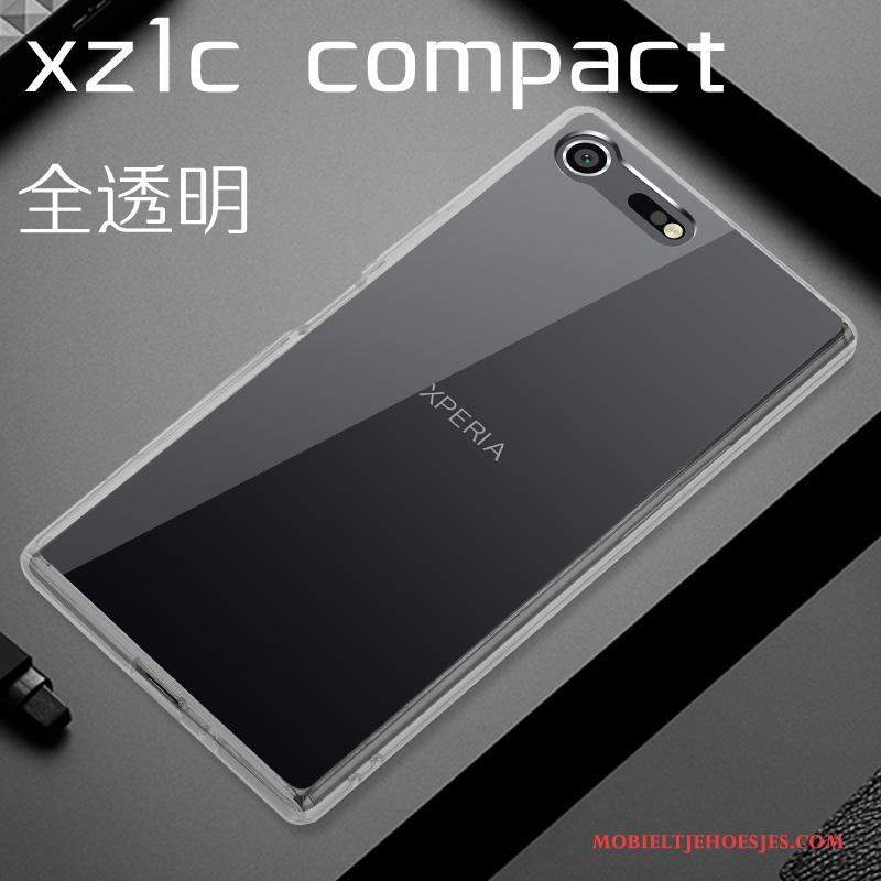 Sony Xperia Xz1 Compact Doorzichtig Hard Hoesje Telefoon Zwart Bescherming