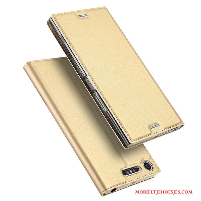 Sony Xperia Xz1 Compact Hoesje Leren Etui Mobiele Telefoon Bescherming Anti-fall Folio Ondersteuning