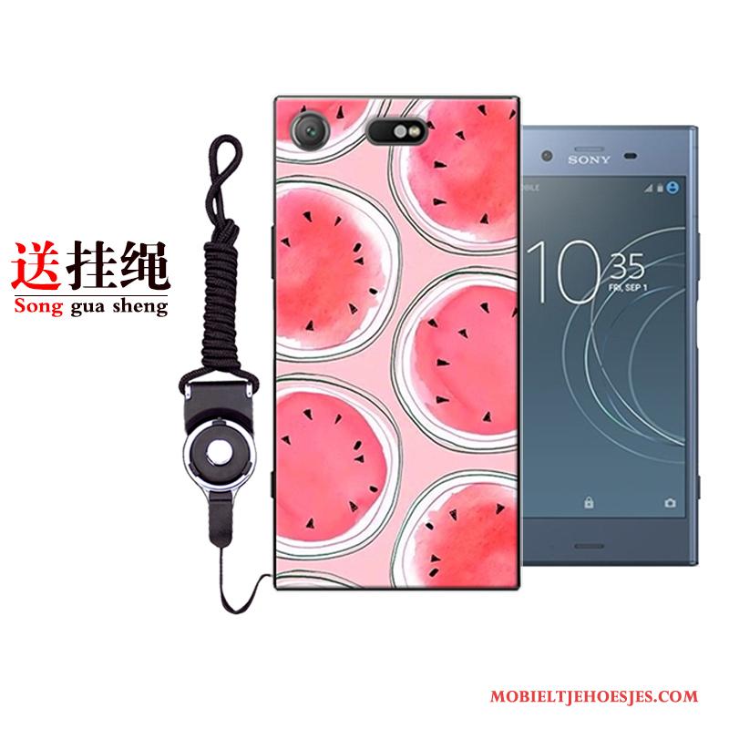 Sony Xperia Xz1 Compact Zacht Spotprent Hoesje Telefoon All Inclusive Rood Trend Anti-fall